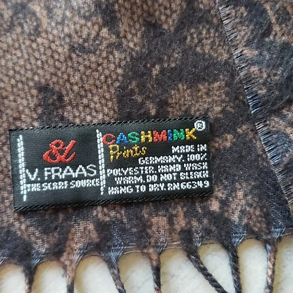 Brown Scarf with a Black Lace Print